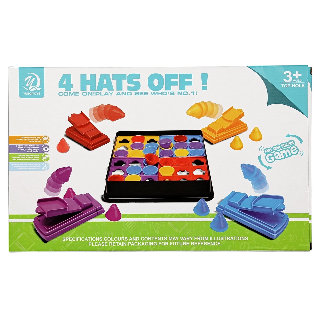 Joc Interactiv pentru Copii, Flippy, 4 Hats Off, Tabla de Joc, Figurine Palarii, +3 Ani, Multicolor