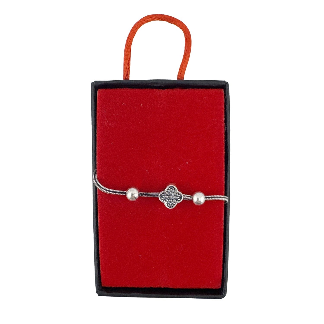 Bratara din Argint 925, pentru Dama, Jolie Silver, Model Snake cu Charm Trifoi, 5.12 g, Lungime Reglabila, Argintiu
