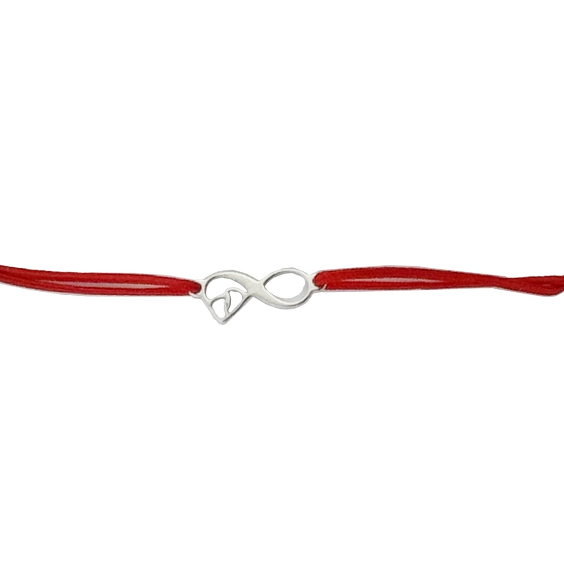 Martisor Bratara Argint 925, Jolie, Model Infinit cu picioruse, Martisor de 1 Martie, cu Snur Rosu, Argintiu