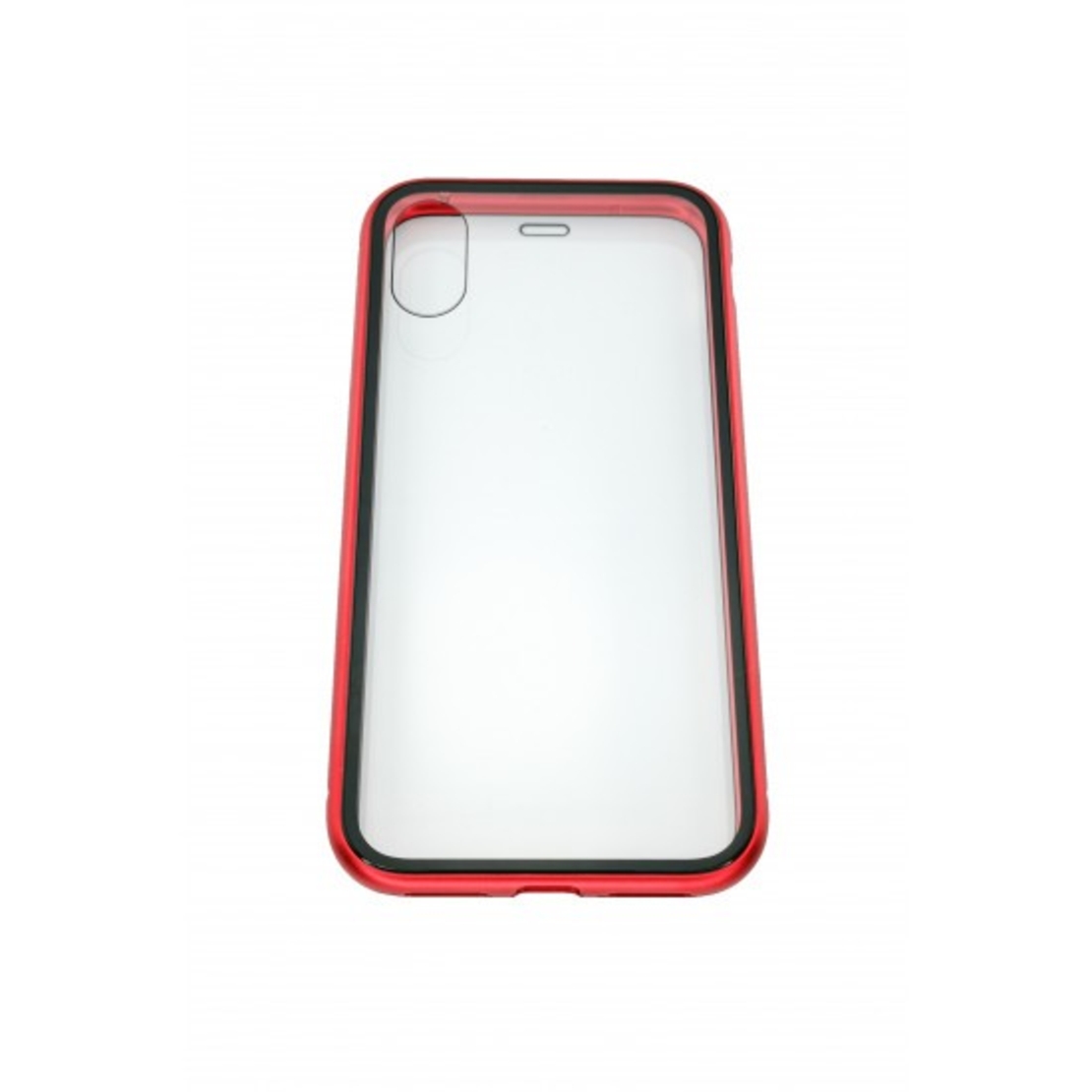 Husa de protectie Magnetic 360, Folie sticla inclusa, pentru Apple iPhone X, Rosu