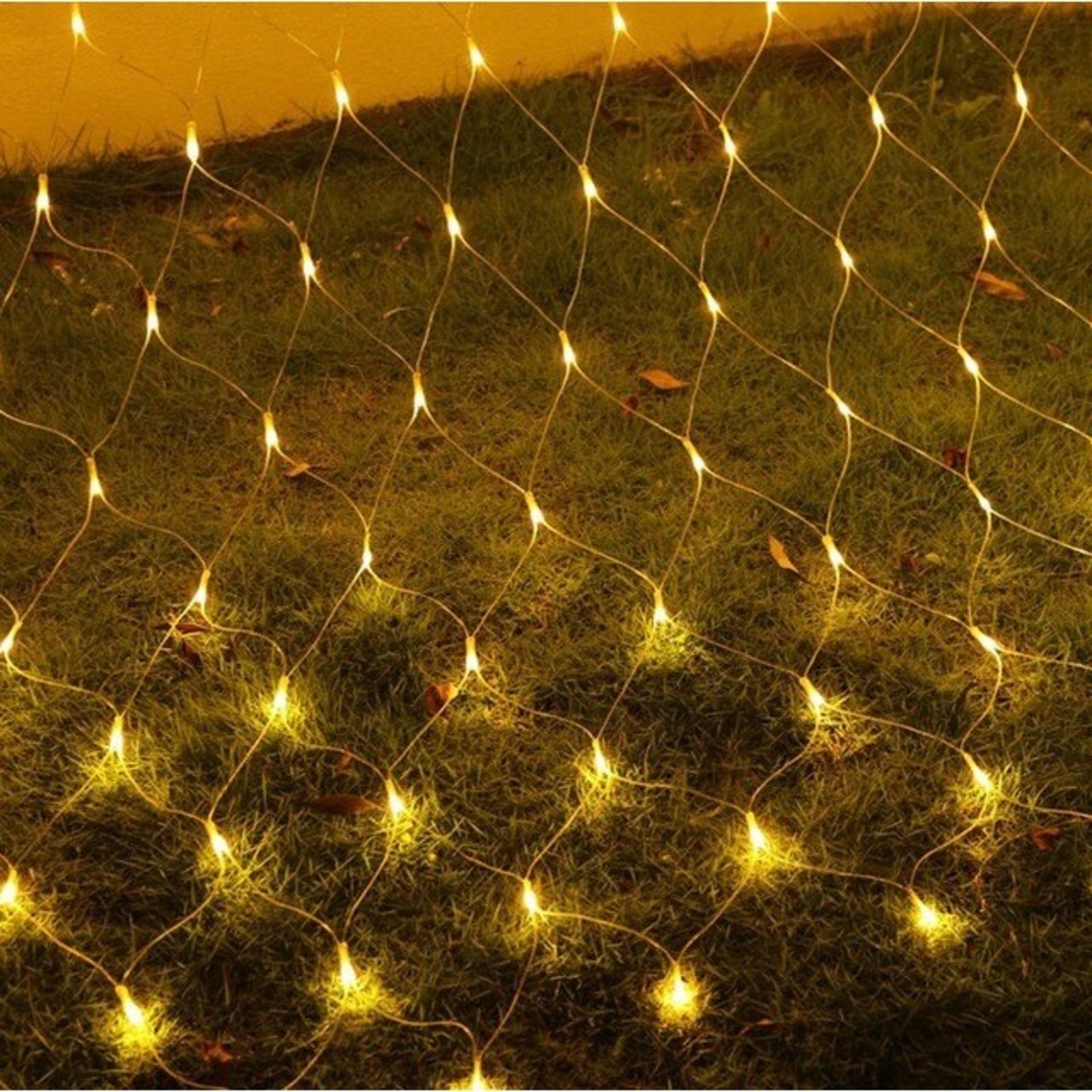 Instalatie de Craciun, Flippy®, Tip Plasa, 1.5 x 1.5 m, 120 LED-uri, Interconectabila, Alb Cald