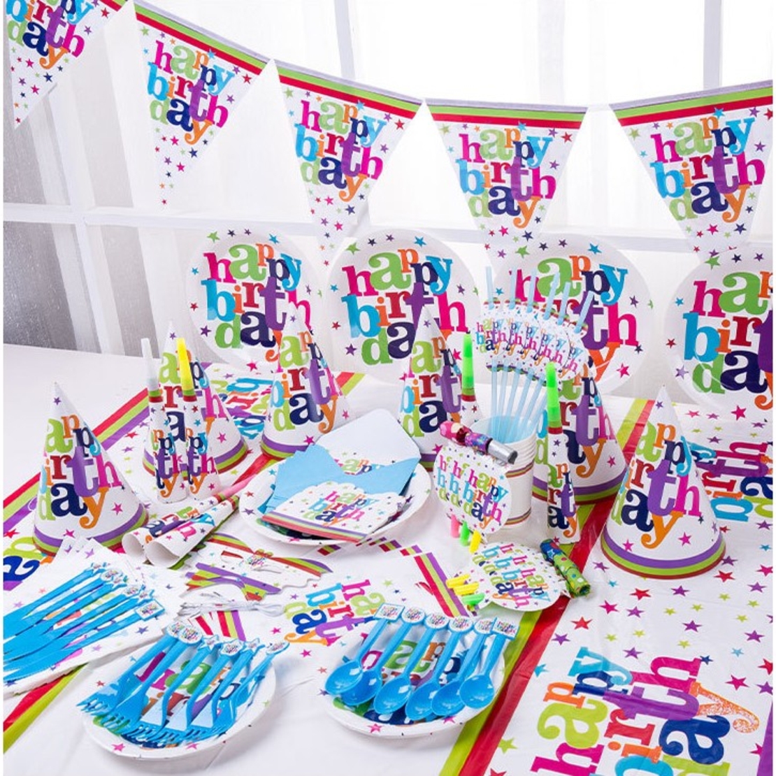 Set 6 Suflatori Happy Birthday, Flippy, pentru Petrecere, Tematica Aniversare, 13x7.8 cm, Multicolor