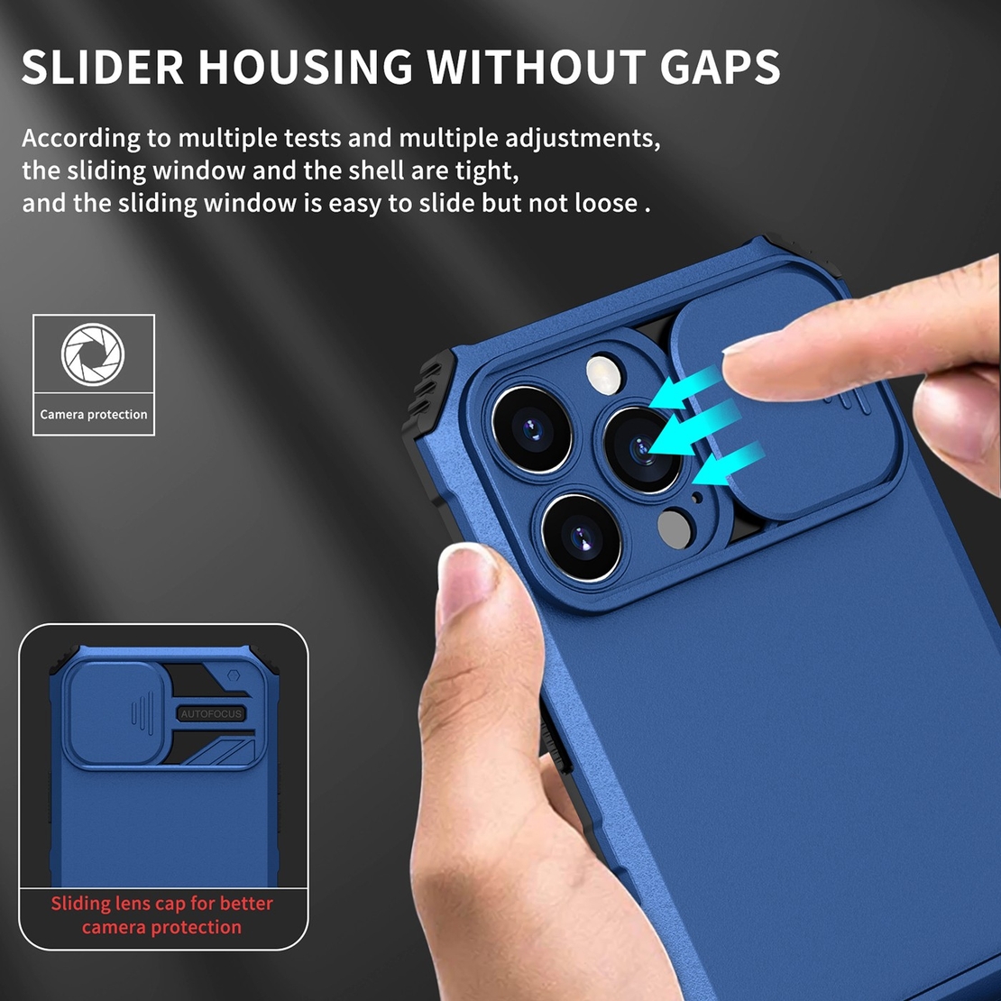 Husa Defender cu Stand pentru iPhone 11 Pro, Albastru, Suport reglabil, Antisoc, Protectie glisanta pentru camera, Vafy
