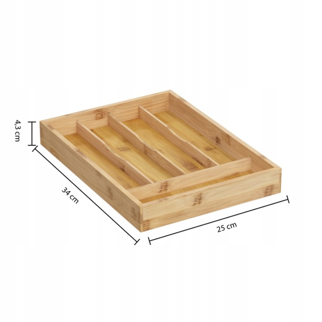 Organizator tacamuri 5Five din bambus si MDF cu 5 compartimente, 34x25 cm, maro natural