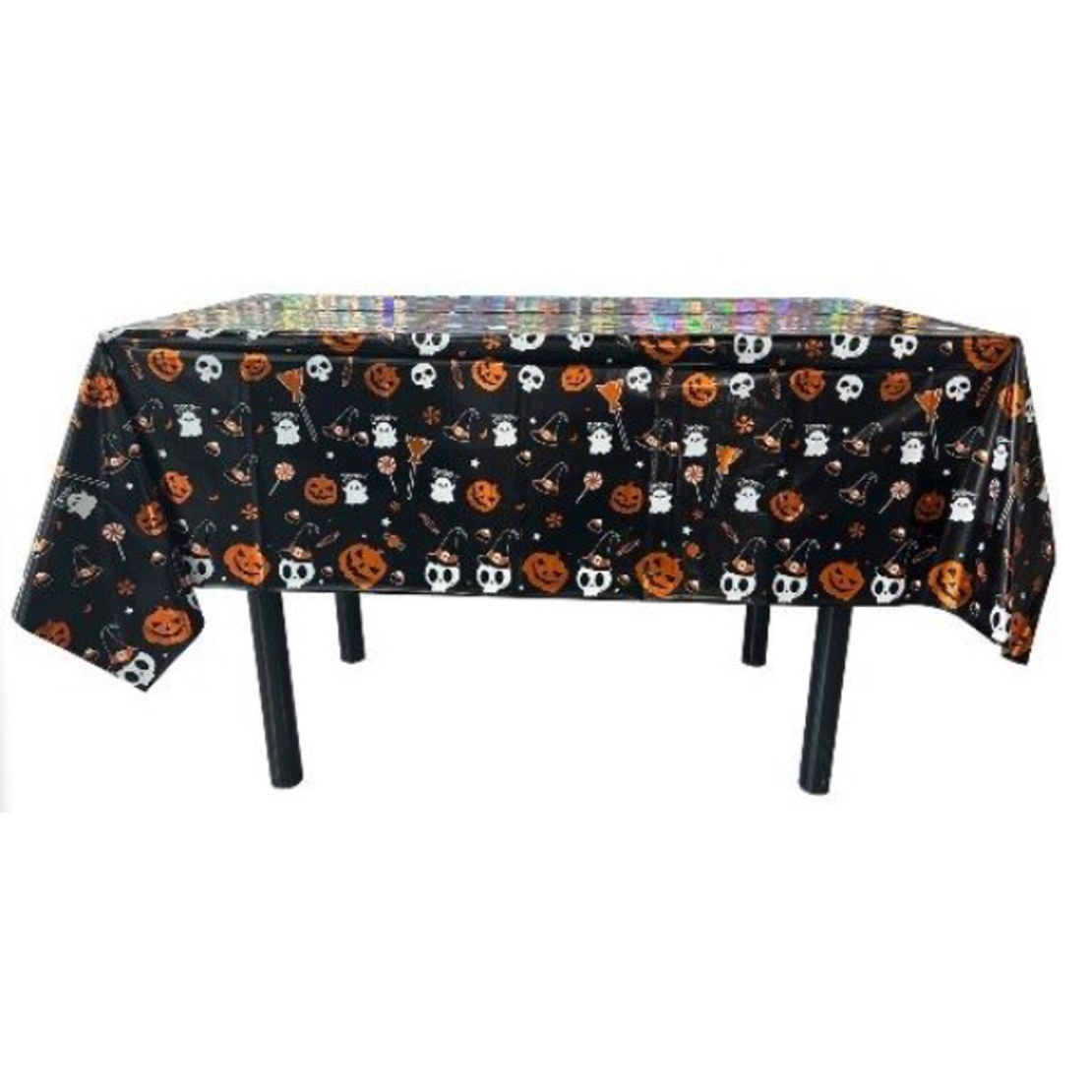 Fata de Masa, Flippy, din Folie, Imprimeu Halloween - Boo, 137 x 183 cm, Negru