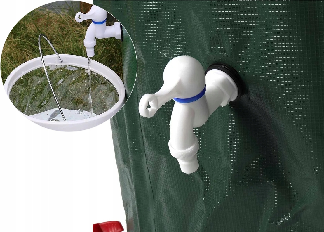 Rezervor apa pluviala 250 L, pliabil 60x88 cm, cu robinet si filtru, PVC rezistent UV, verde
