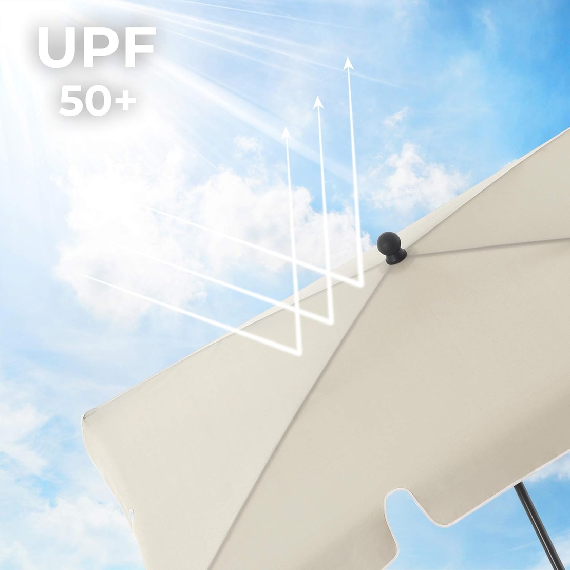 SONGMICS Umbrela terasa gradina sau plaja, inclinare 2 directii, protectie UV UPF 50+, 180x125 cm, bej