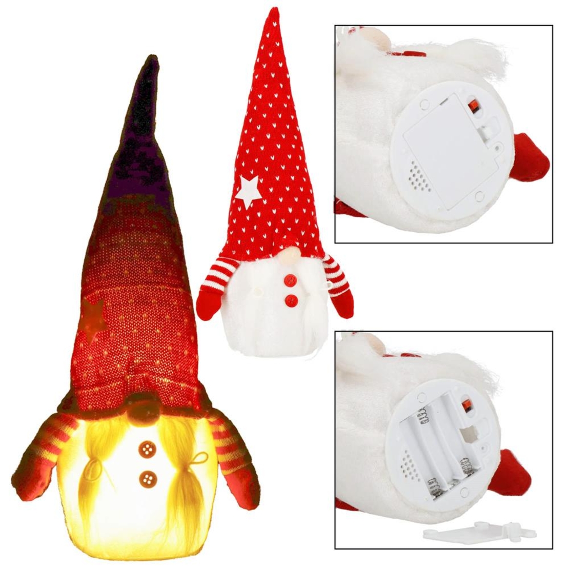 Figurina Craciun, Spiridus, cu iluminare LED, 33cm