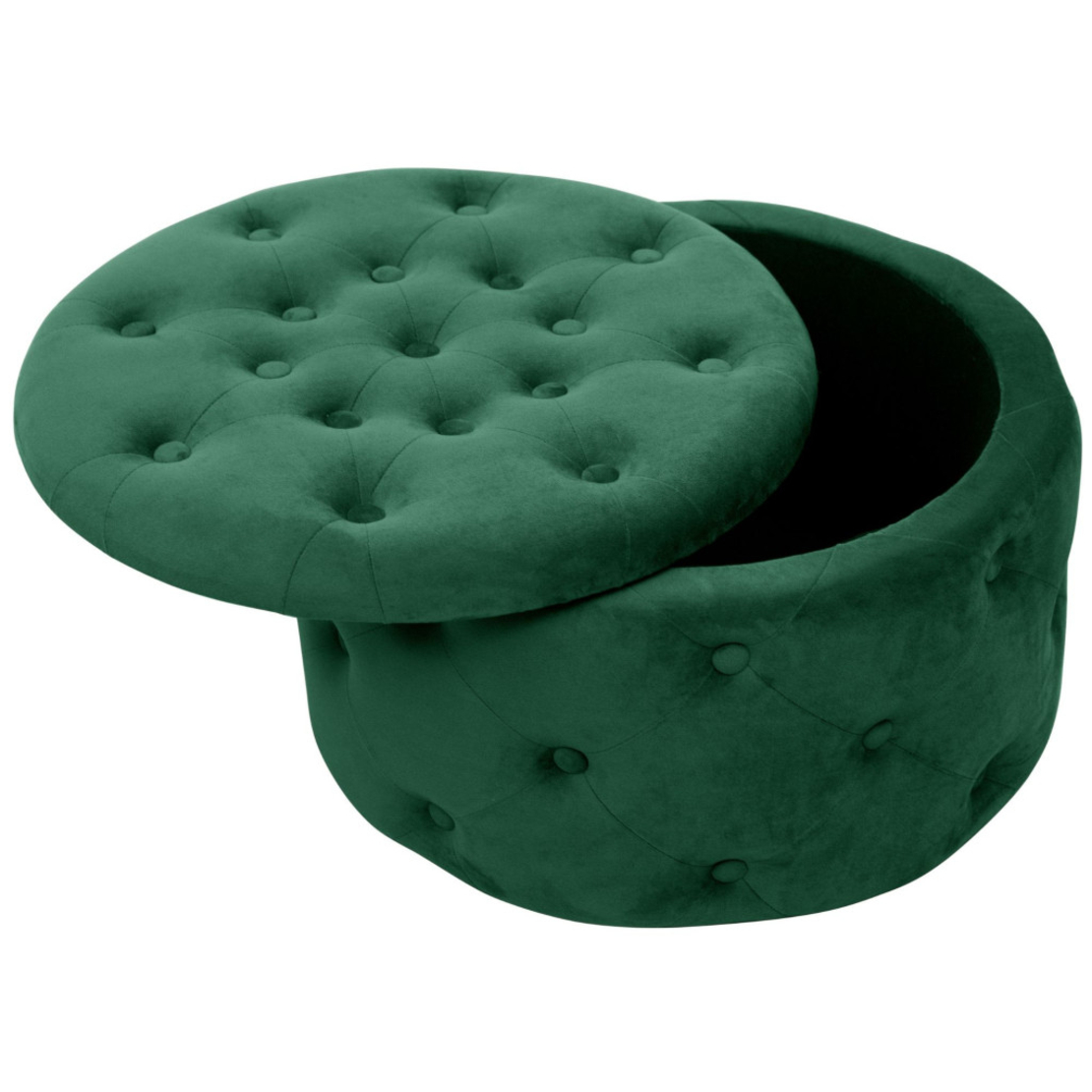 Taburet Alia cu spatiu depozitare, tapitat cu velur, 55x30 cm, verde