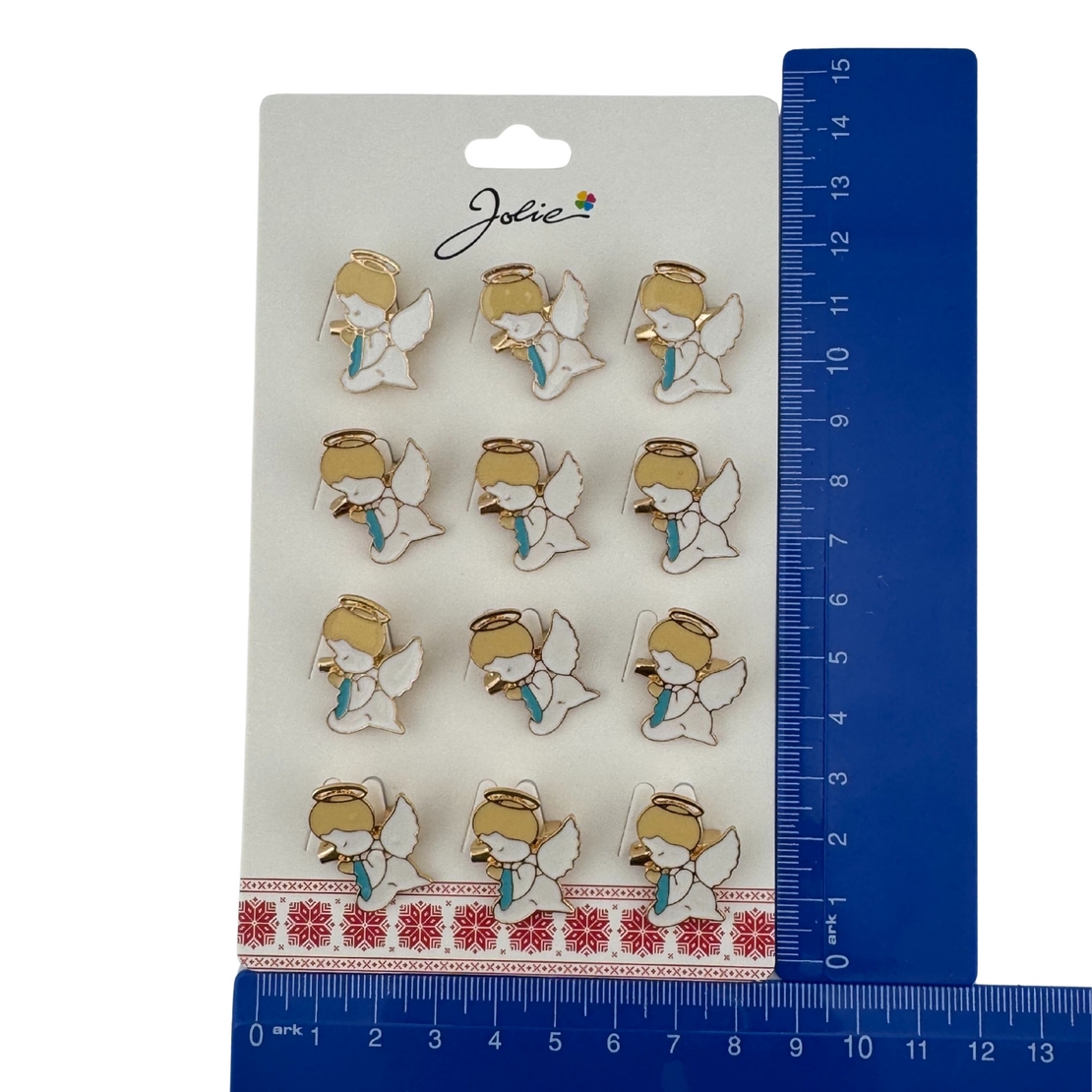 Set 12 Brose Martisor pentru Copii, Jolie, Model Ingeras, Alb
