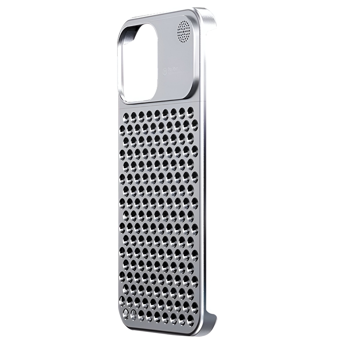Husa Aromaterapia Compatibila cu iPhone 15 Pro, Vafy, Antisoc, Antizgariere, Protectie Camera si Supraincalzire, din Aliaj de Aluminiu, Argintiu