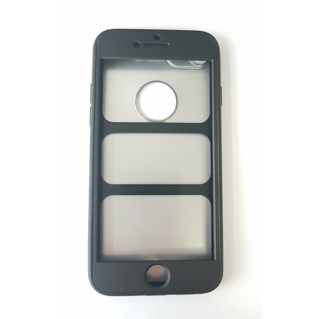 Husa Apple iPhone 8 Full Silicone 360 Negru + Folie de protectie