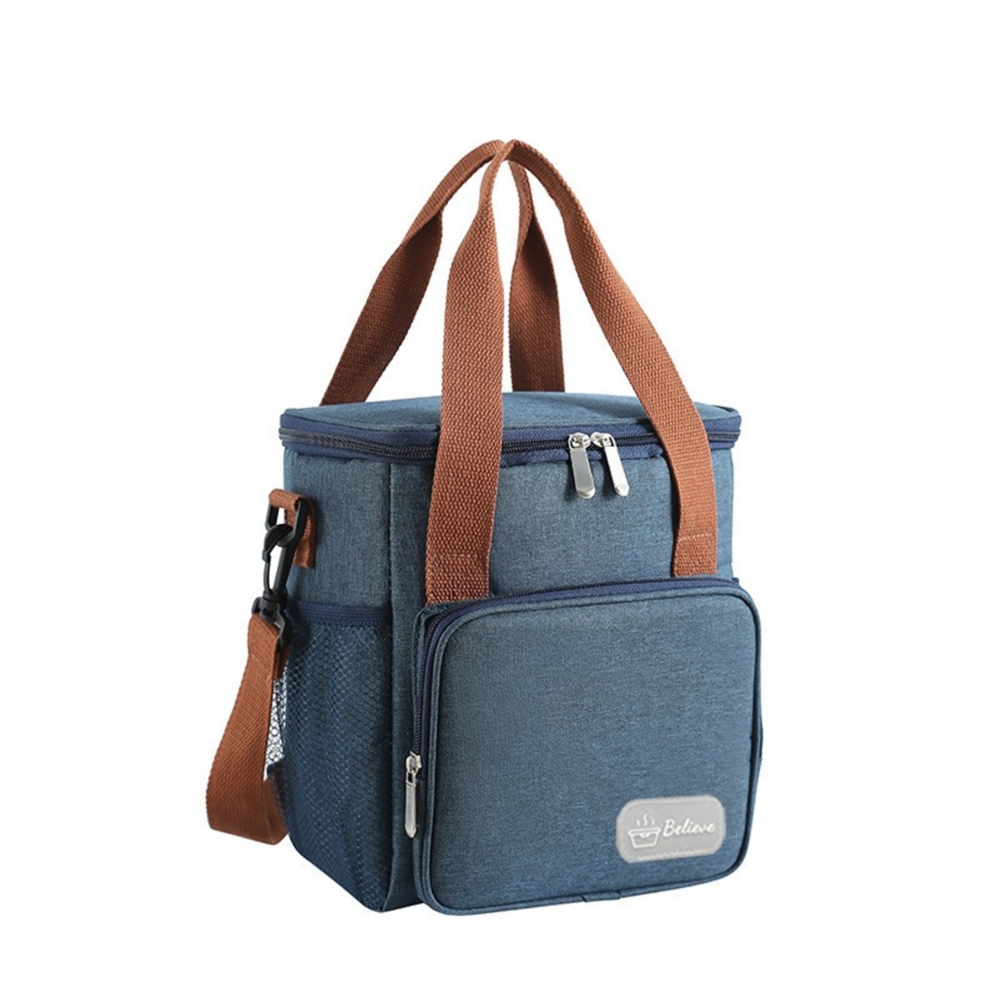 Geanta Termo-Izolanta, Flippy, Multifunctionala, 1 Compartiment Principal, 1 Buzunar Lateral Exterior, Impermeabila, Manere si Bretea de Umar, 25x22x15 cm, Albastru