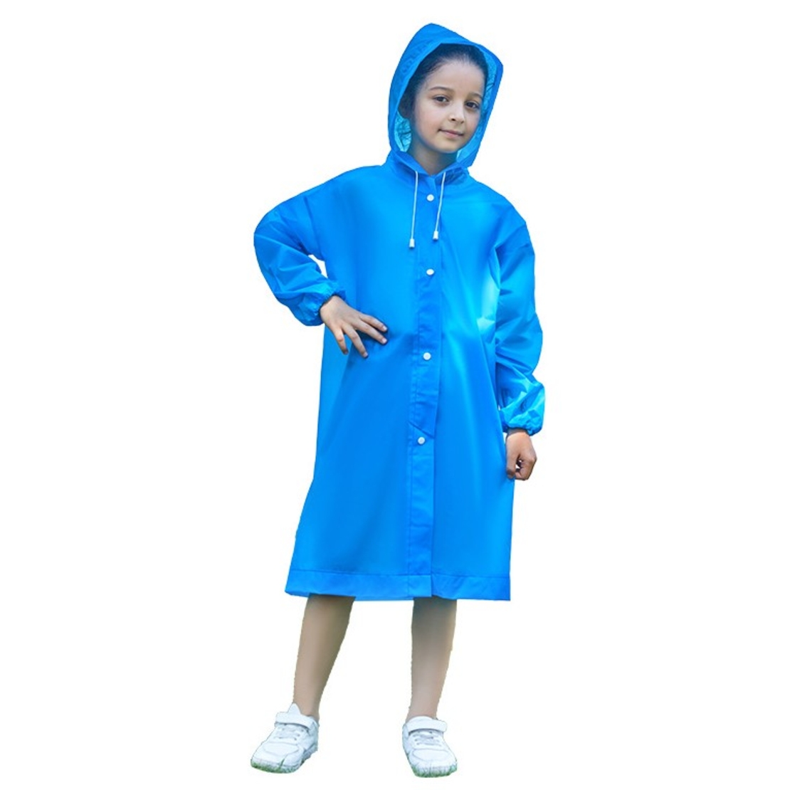 Pelerina de Ploaie, Flippy, pentru Copii 100-145 cm, din EVA, Impermeabila, Inchidere cu Capse, Albastru
