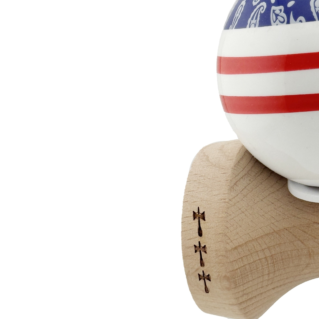 Kendama X Originala CHICANOS, Profesionala, Flippy, Cupe Mari KING SIZE V3, Super Sticky, Gaura in Baza, Rulment Metalic, din lemn 18 cm, Ata 62/65 cm, Mov/Alb