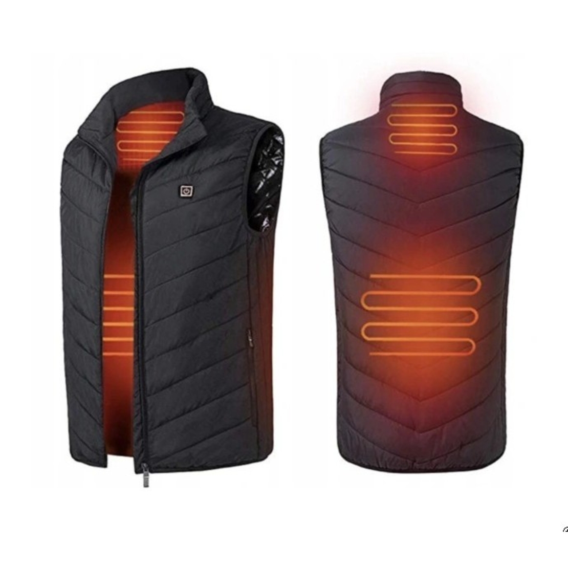 Vesta Inteligenta Incalzita, Flippy, Unisex, 2 Zone de Incalzire, Umplutura Bumbac, 3 Trepte de Temperatura, Incarcare USB, Negru, sub 45 kg, Marime S