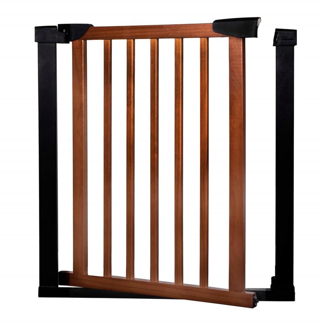 Poarta de siguranta Safety Gate pentru scari, ajustabila 75-82 cm, din otel si lemn, negru maro