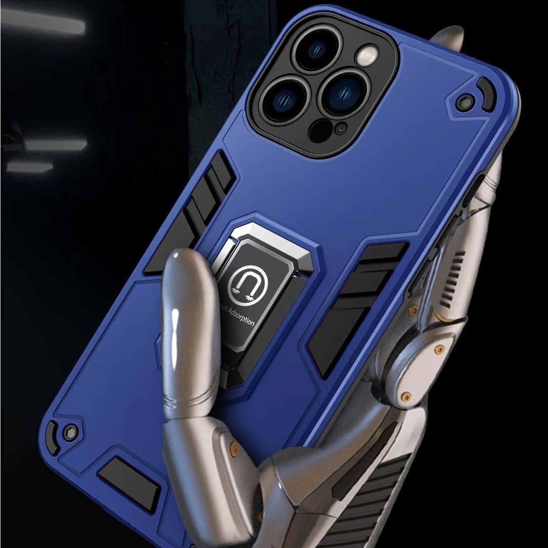 Husa Iron Warriors pentru iPhone 11, Vafy, Hybrid Ring Holder Kickstand, Albastru inchis