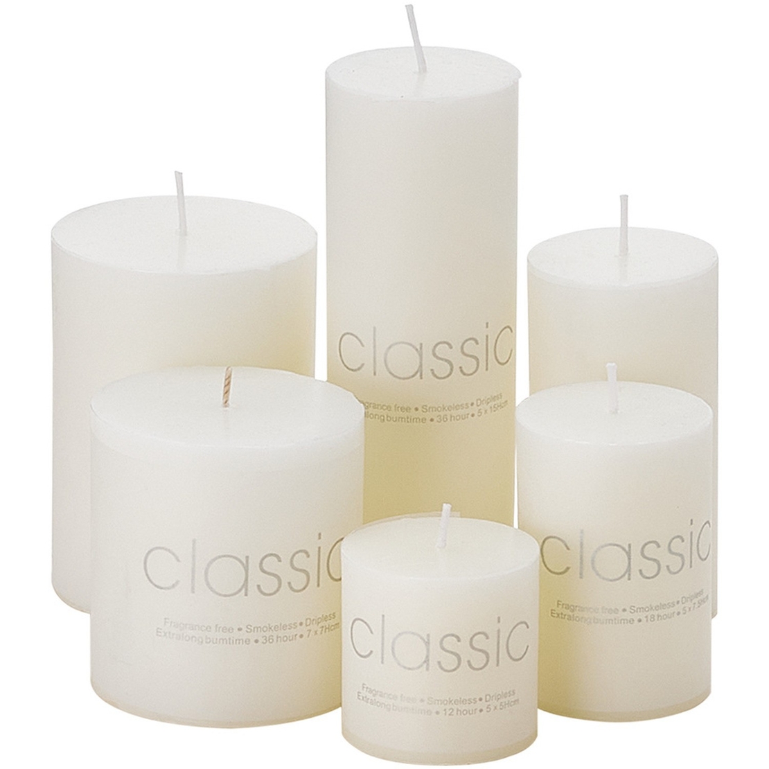 Lumanare Decorativa, Flippy, din Parafina, Cilindrica, Fara Fum si Fara Parfum, 7 x 7 cm, 260 g, Ardere 36h, Ivory Alb