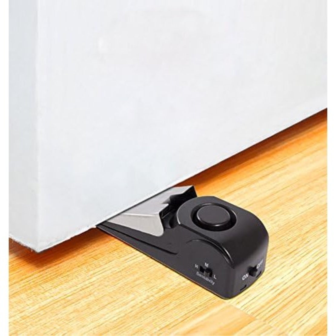 Opritor pentru Usa cu Alarma, Flippy, 120DB, cu Baterii, cu 3 Trepte de Sensibilitate, Antialunecare, Buton ON-OFF, 14x4.5x4 cm, Negru