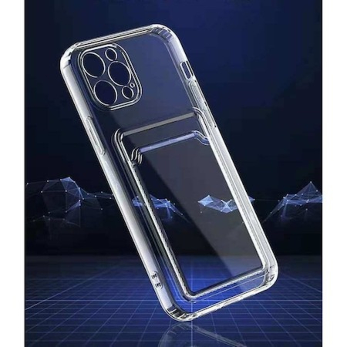 Husa protectie Vafy cu suport card compatibila cu Apple iPhone 12 Transparent