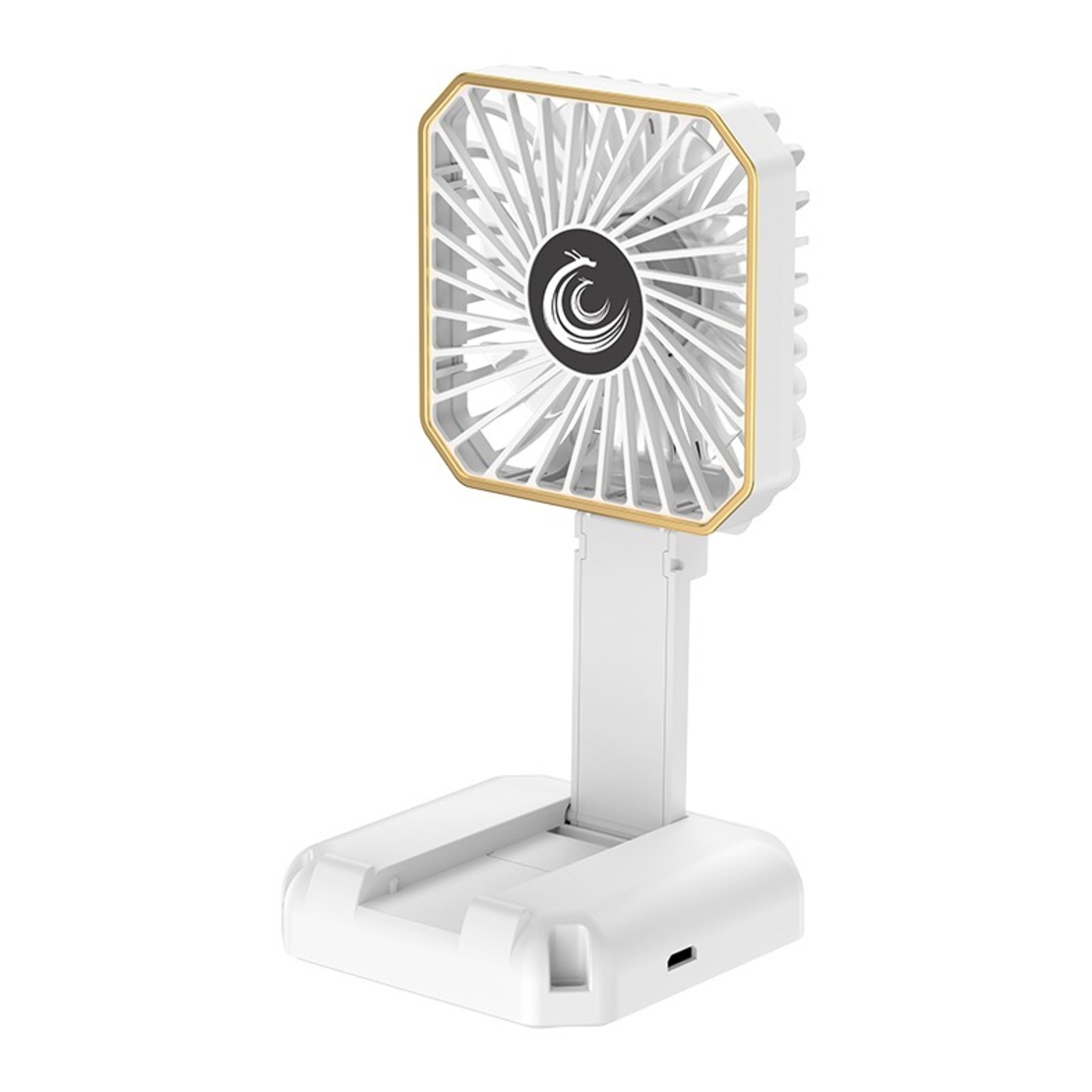 Ventilator Portabil, Vafy, de Gat, de Birou, Suport Telefon, 14 x 7 cm, Incarcare USB, din ABS, 3 Viteze, Alb
