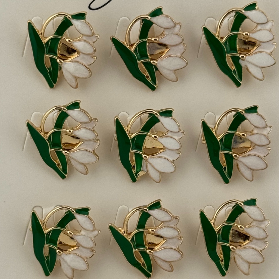 Set 12 Brose Martisor Primavara, Jolie, Model Ghiocei, Verde Alb