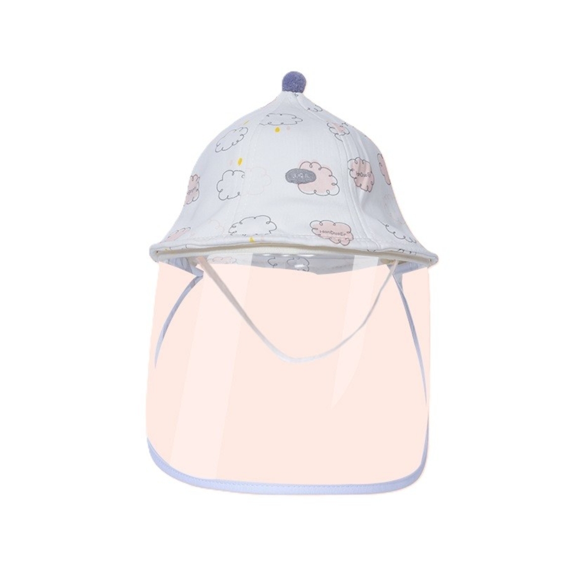Palarie de Protectie pentru Bebelusi, Vafy, Model cu Norisori Roz, Pescareasca, de Primavara si Toamna, cu Masca si Fermoar, 42 cm, pentru 0-3 Luni, Roz