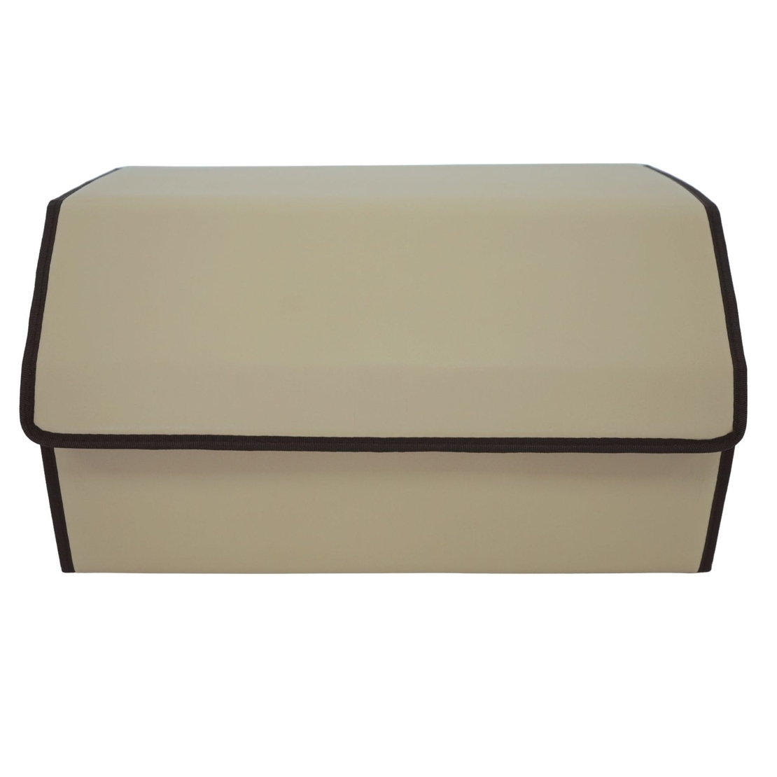 Cutie de Depozitare Auto, Flippy, Organizator Premium Portbagaj, Geanta Multifunctionala din Piele Ecologica, 2 Compartimente Depozitare, Pliabil si Rezistent la Uzura, Bej, 55 x 30 x 30cm