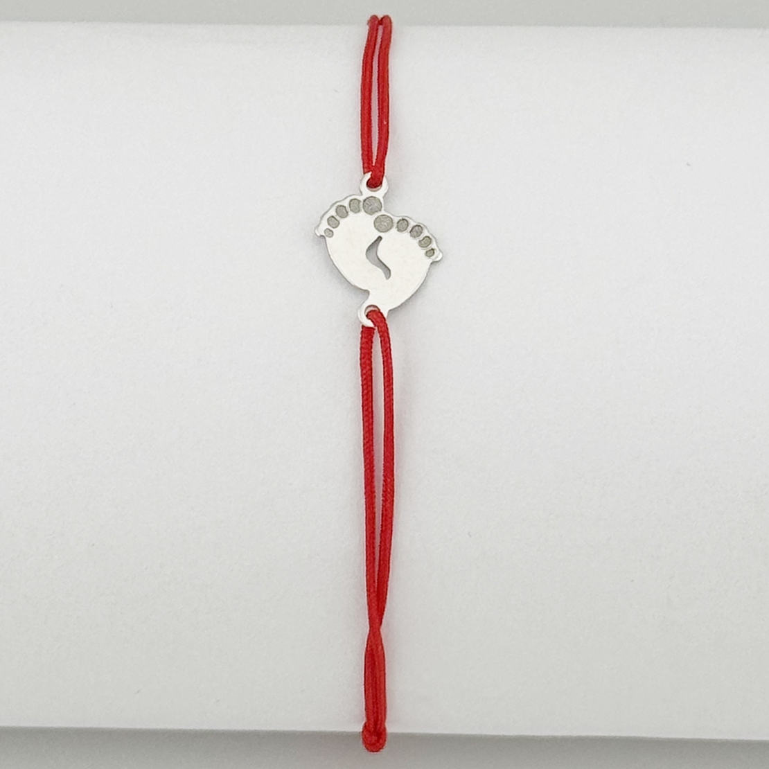 Bratara Argint 925 pentru Dama, Jolie, Model Picioruse, Martisor Bratara de 1 Martie, Pandativ Argintiu cu Snur Rosu