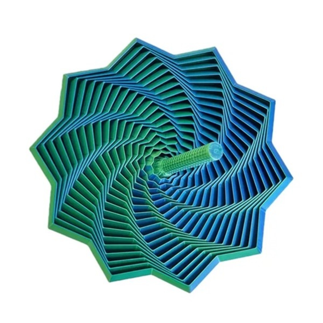 Jucarie Decompresie, Flippy, Model Stea 3D, DuoChrome, Maner Spirala, Turn Magic Geometric, Multiple Forme, Anti-stress, 8.6 cm, Verde/Albastru