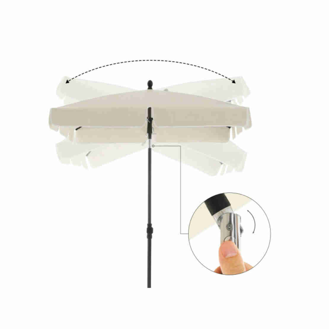 SONGMICS Umbrela terasa gradina sau plaja, cu inclinare 2 directii, protectie UV UPF 50+, husa inclusa, 200x125cm, bej