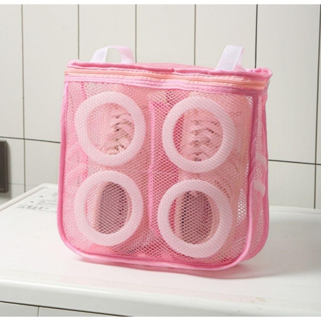 Sac pentru Spalare Incaltaminte, Flippy, pentru Masina de Spalat, 28x24.5x8 cm, Roz
