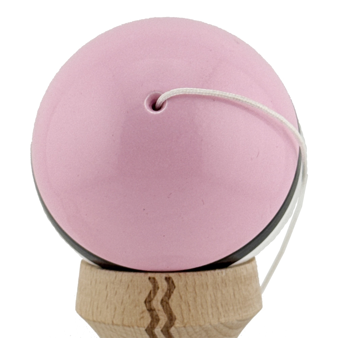 Kendama X Originala, Profesionala, Flippy, Gravata cu Cupe Mari V2, Super Sticky, Gaura in Baza, Rulment Metalic, din lemn 18 cm, Ata 55 cm, Roz/Negru/Alb