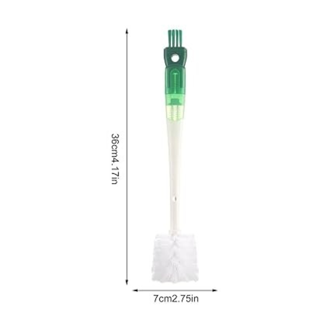 Perie 5 in 1 de Curatat Pahare, Cani, Sticle, Flippy, cu Maner Lung, Accesorii pentru Spalarea Paielor si Capacelor, Usor de Agatat, 36x7x7cm, Verde-Alb