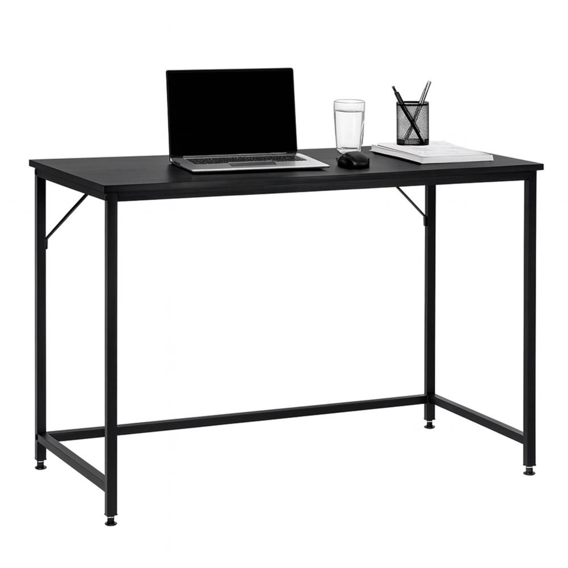 Birou cu blat MDF si cadru metalic, 100x50x76 cm, negru