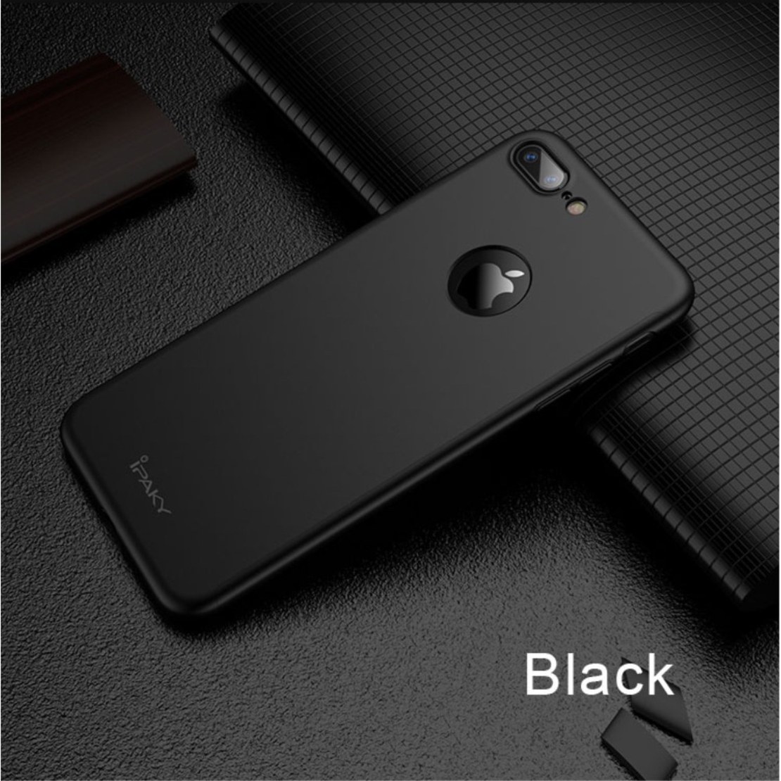 Husa Apple iPhone 8 Plus IPAKY Full Cover 360 Negru + Folie Cadou