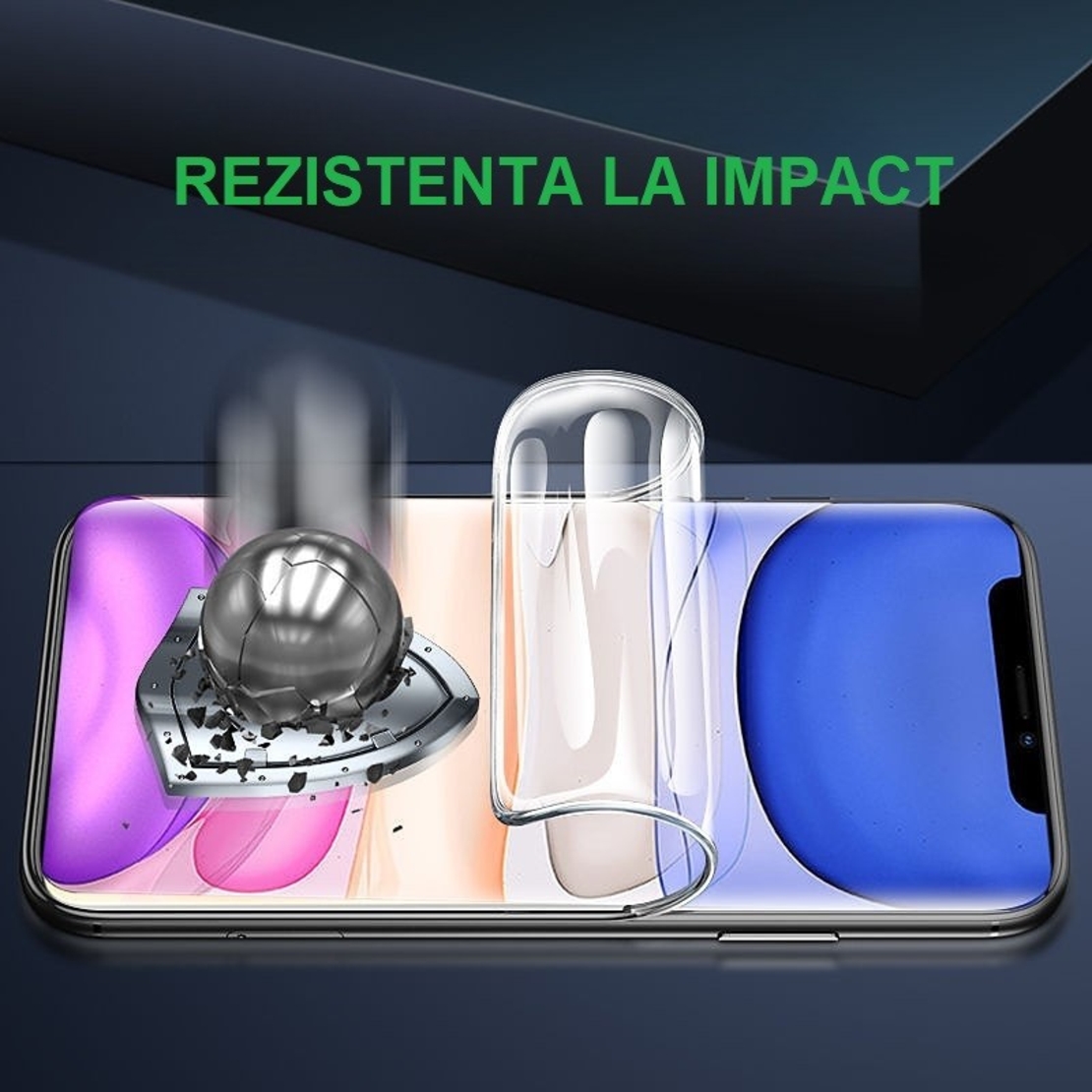 Folie de Protectie, Vafy, pentru iPhone 15 Pro, Flexible Hidrogel Protectie Blue Ray, Full Cover, Reparare Automata, Transparent