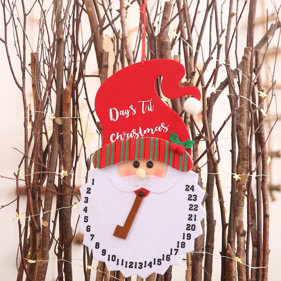 Decoratiune de Craciun Flippy, Advent calendar, numara zilele pana la Craciun, model Mos Craciun, material poliester, 37 x 22 cm, rosu