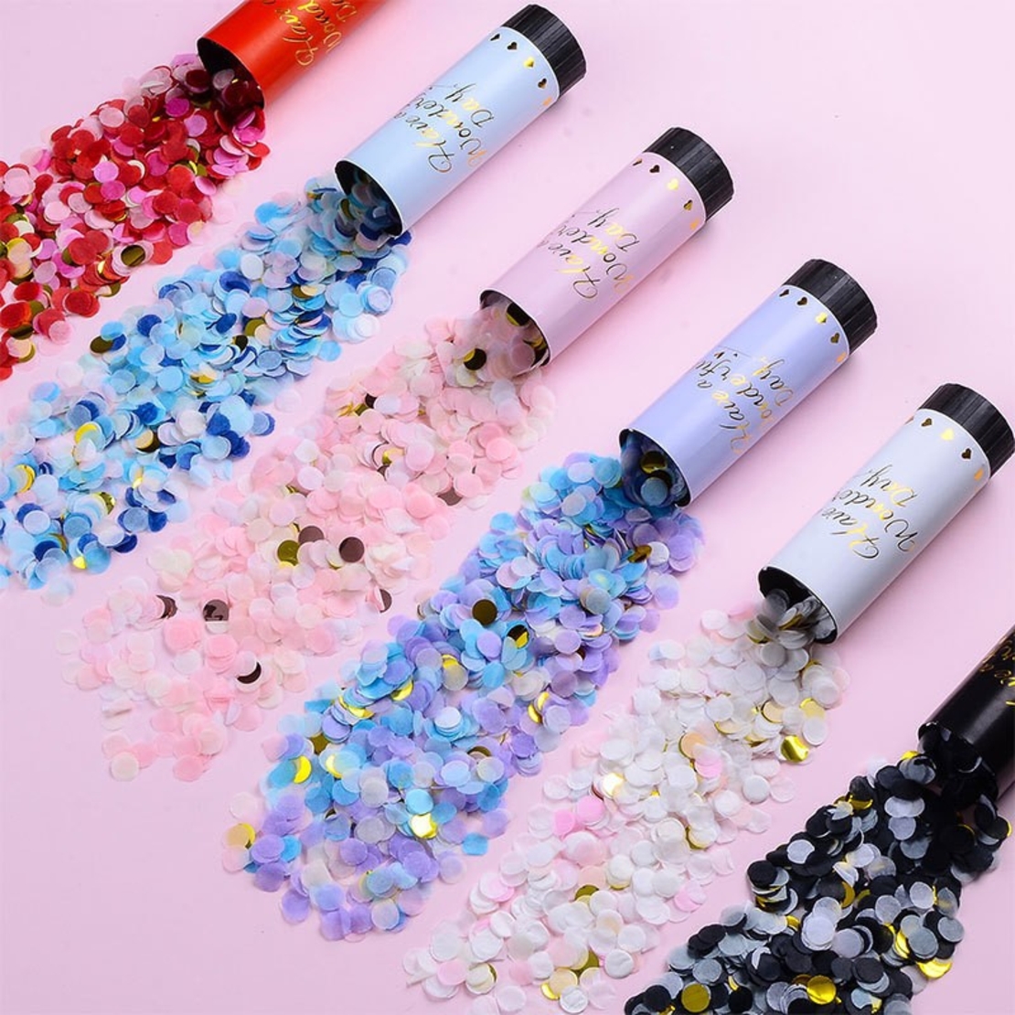 Tun de Confetti, Flippy, Best Wishes 11 x 4 cm, Model Buline din Hartie si Folie, Mov