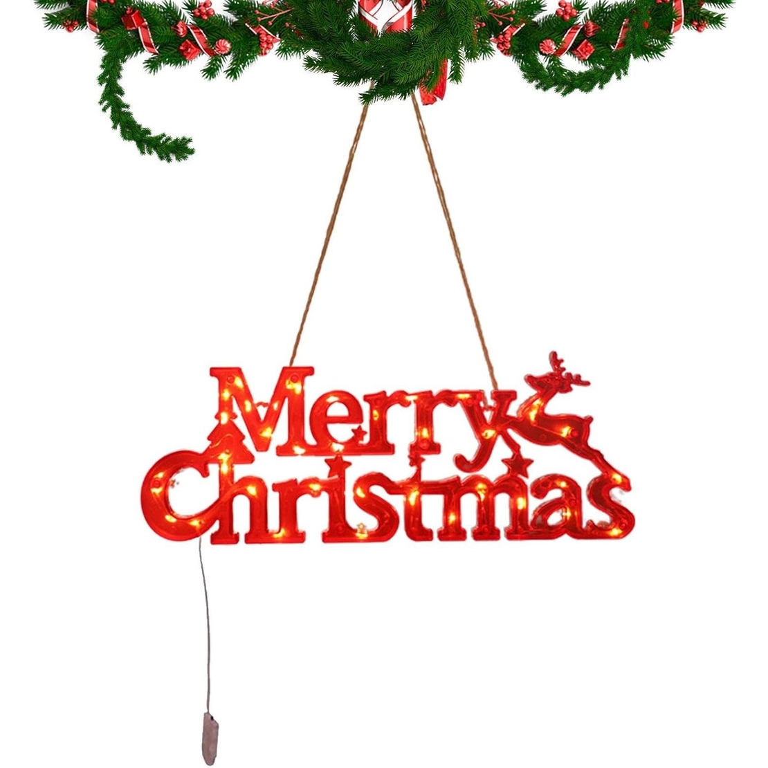 Instalatie LED de Craciun, Vafy, Litere 3D, Merry Christmas, Lumina Calda, 27.5 x 10.5 x 1.4 cm, Rosu
