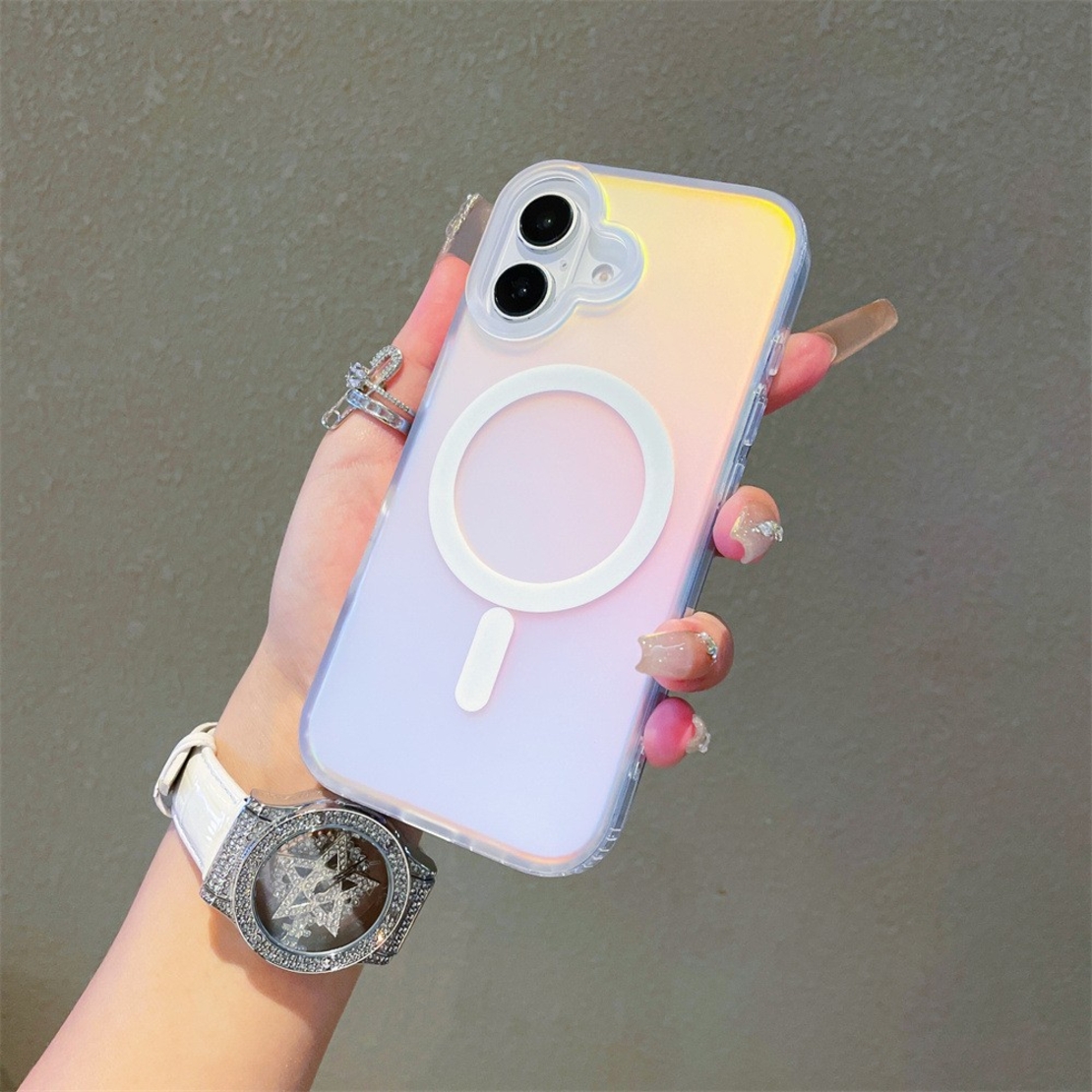 Husa Telefon, Vafy, Compatibila iPhone 17, Model Cameleon, Magsafe, Schimbare Gradient de Culoare din Unghiuri Diferite, Multicolor