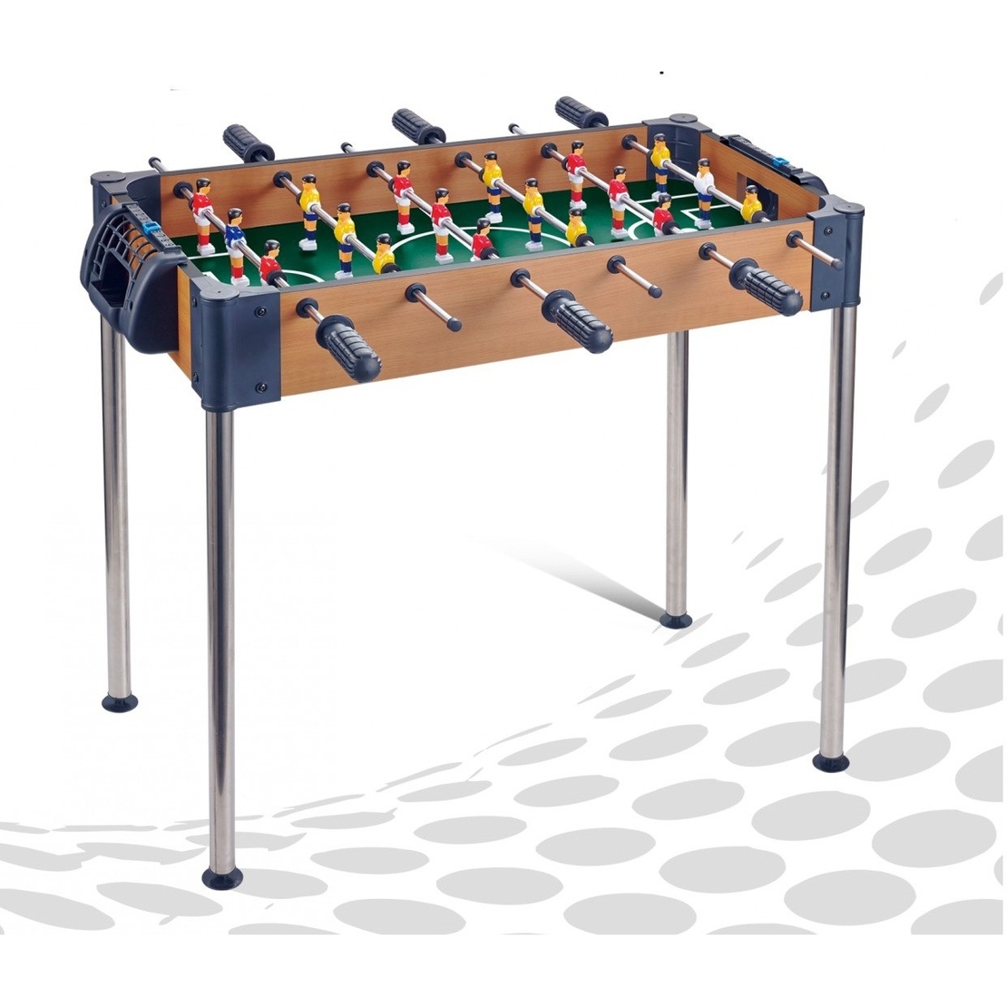 Masa de Fotbal, Flippy, cu Picioare Inalte, 6 Manere, Tablou de Scor, 62 x 8 x 35.5 cm, din Lemn/Otel si ABS, Maro