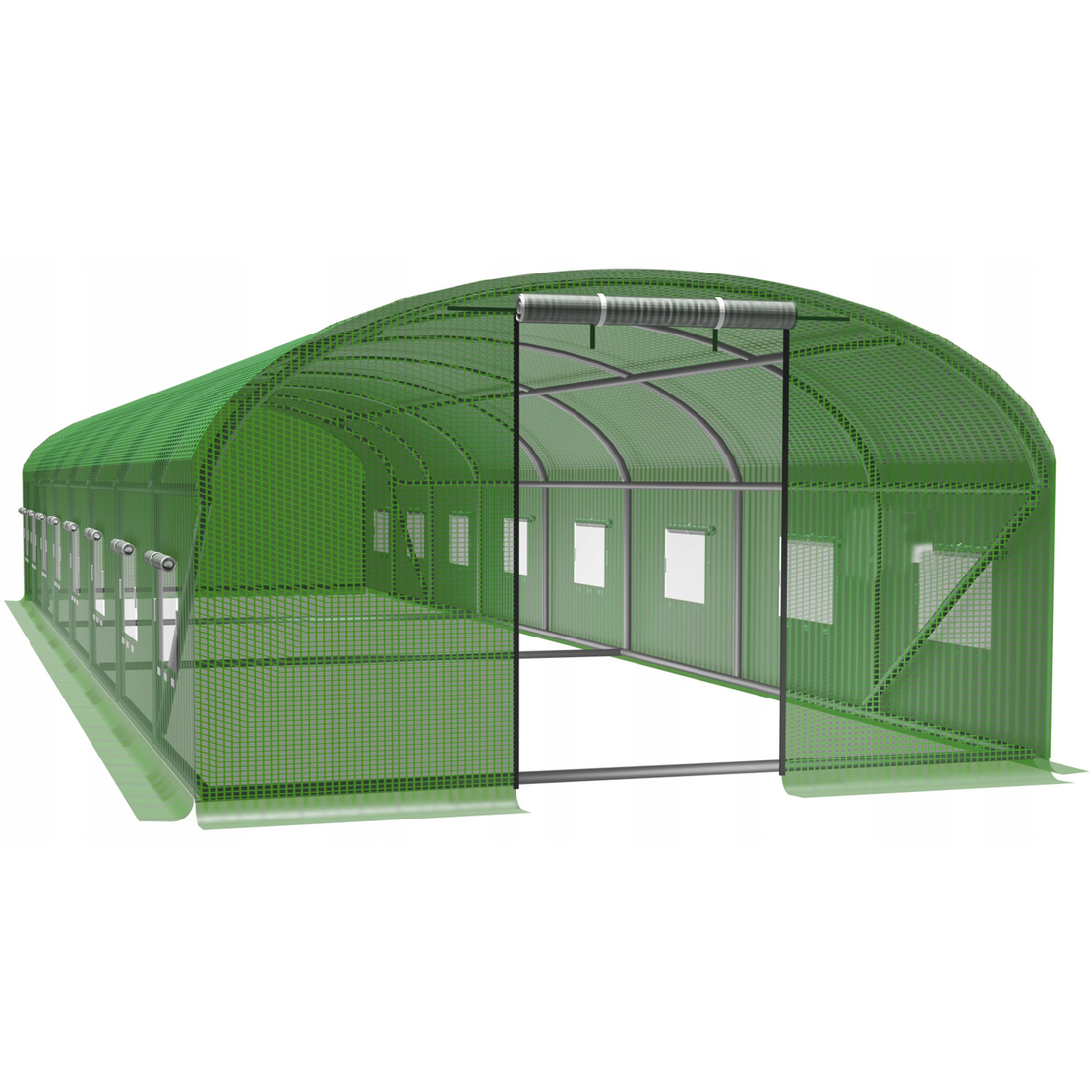 Sera de gradina, tip tunel cu cadru metalic, 400x800cm, verde, 32mp