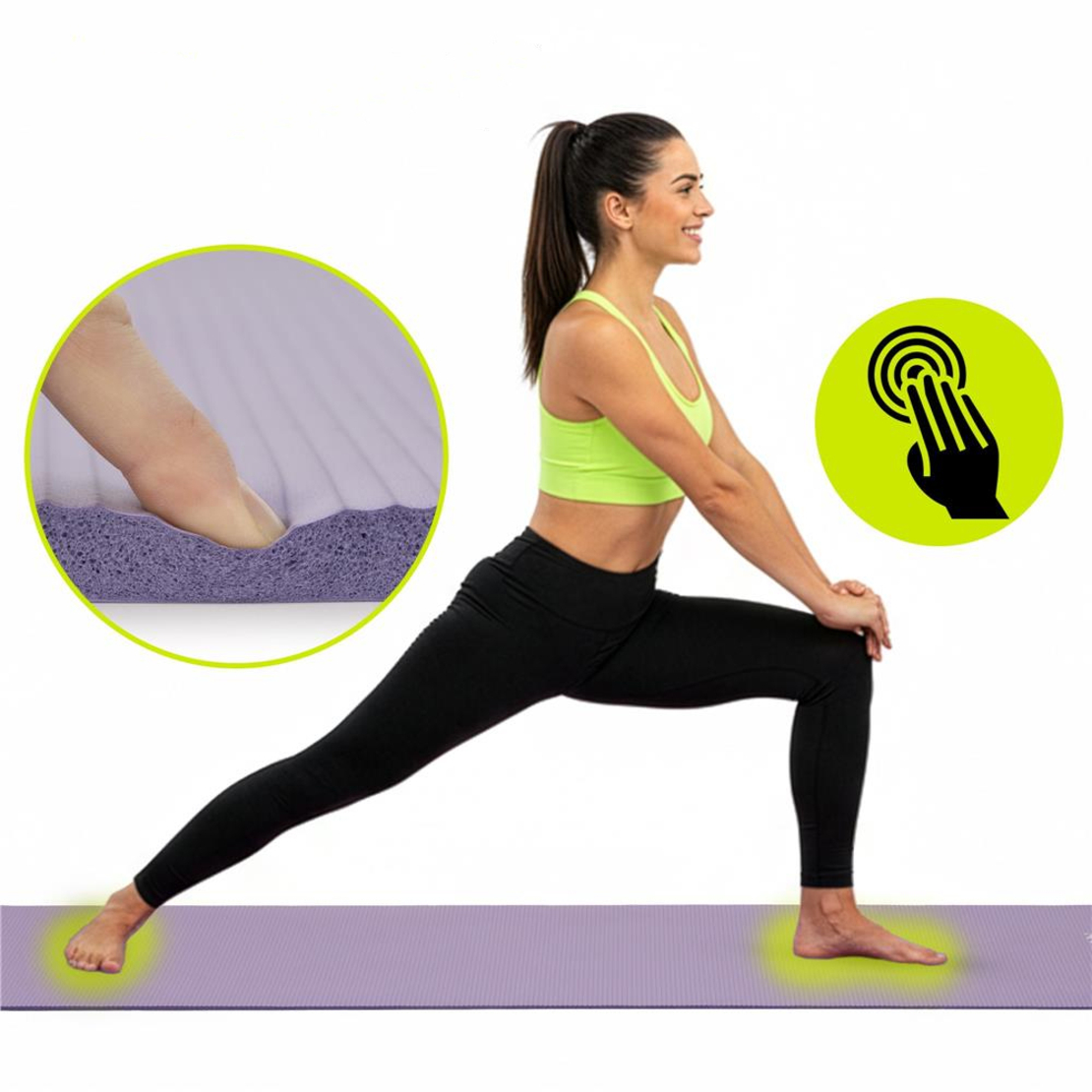 Saltea fitness antiderapanta din NBR, 183x61x2 cm, cu curea transport, mov