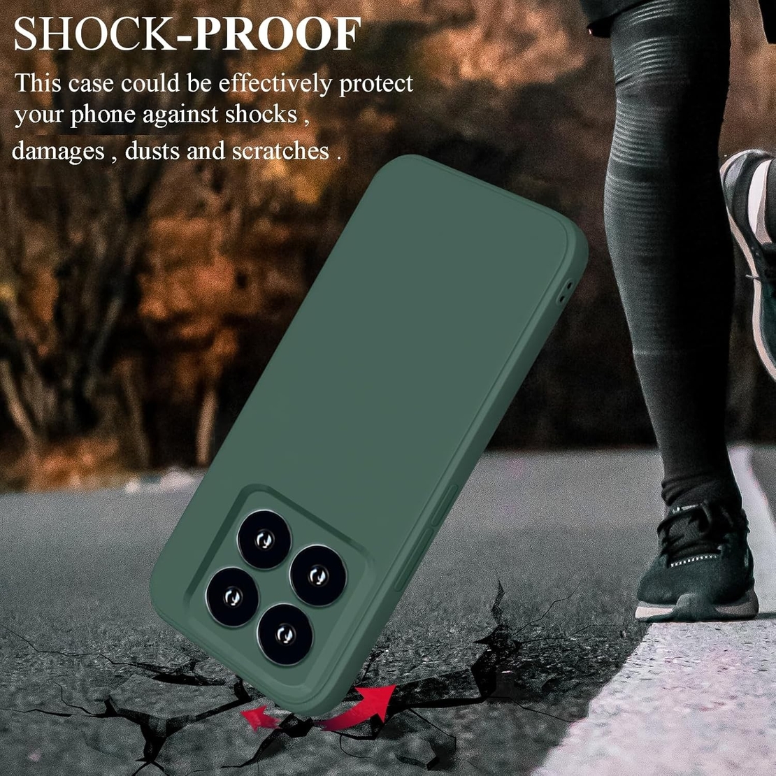 Husa de Protectie, Vafy, pentru Xiaomi 14, Liquid Silicone, cu Microfibra pe Interior, Protectie Antisoc, Compatibil Incarcare Wireless, Verde