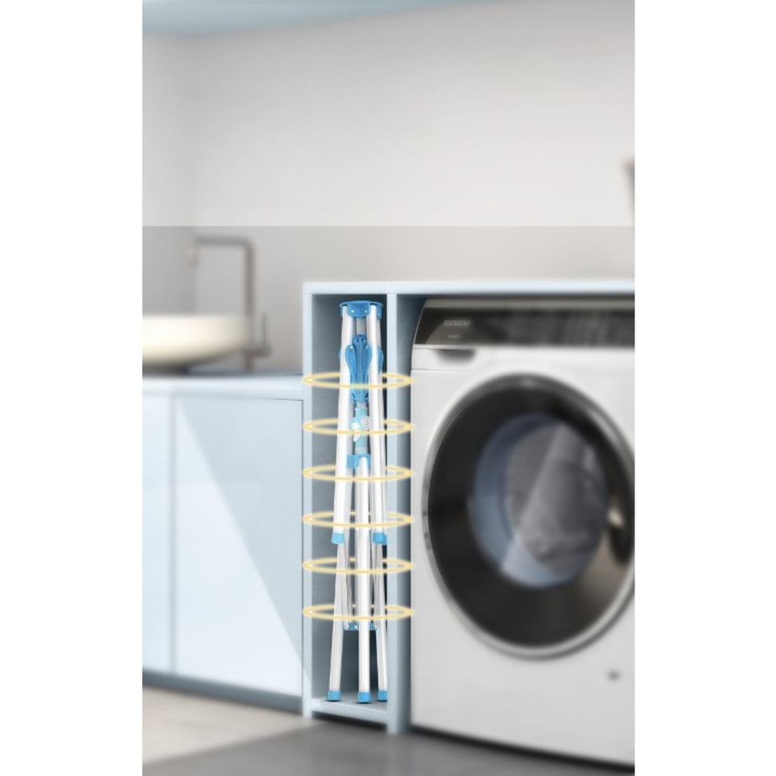 Uscator de Rufe, Flippy, Tip Umbrela, Pliabil, Telescopic, pentru Interior-Exterior, cu Patru Tije, Picior Anti-Alunecare, Inaltime Ajustabila, 108 pana la 165 cm