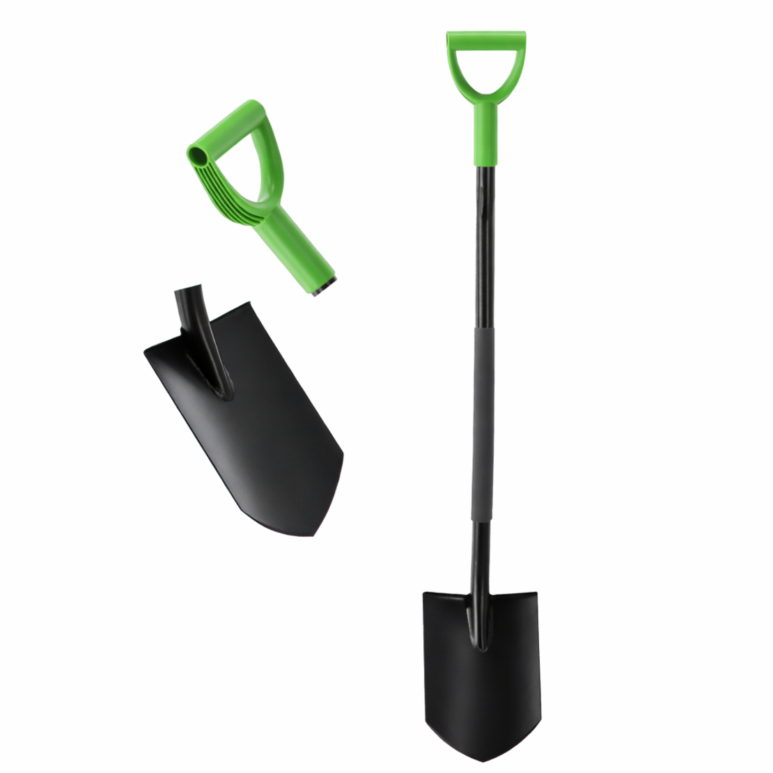 Lopata gradina cu lama ascutita, coada din fibra de sticla 120 cm, maner tip D, negru si verde