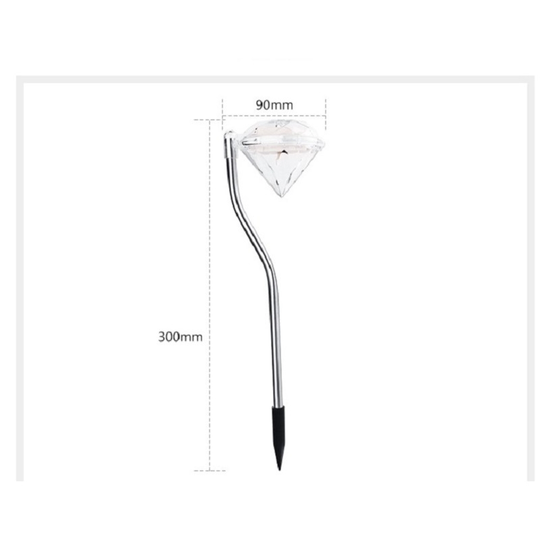 Lampa solara LED pentru Gradina, Flippy, Set 4 Bucati, Tip Diamant, Inaltime 30 x 9 cm, 2V, ABS, 600mAh, Lumina Multicolor, Argintiu