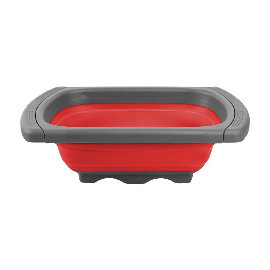 Cos de Scurgere Retractabil pentru Chiuveta, Flippy, cu Filtru, pentru Fructe si Legume, de Uz Casnic, 39x12 cm, Design Extensibil pana la 61 cm, cu Manere de Prindere, Rosu